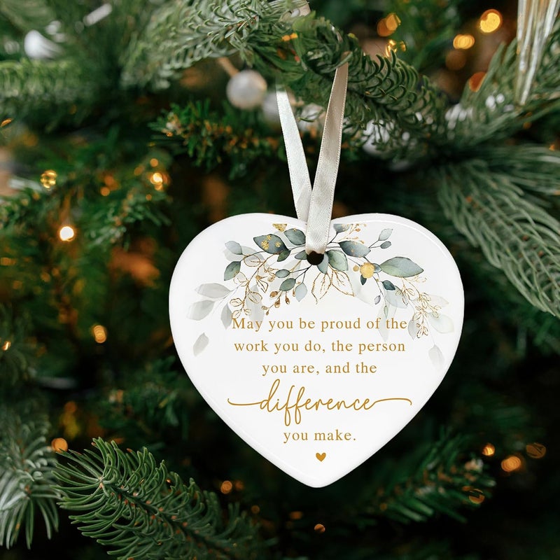 TEEBIM Thank You Ornament for Women Boss Coworker Teacher Nurse - Christmas Employee Thank You Gifts - Inspirational Farewell Goodbye Going Away Gift - Ceramic Appreciation Christmas Ornament​ - Image 5